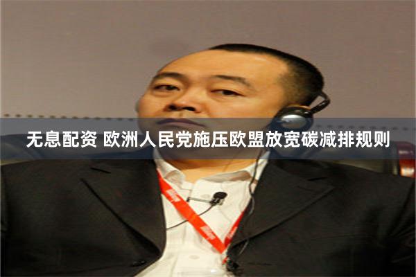 无息配资 欧洲人民党施压欧盟放宽碳减排规则