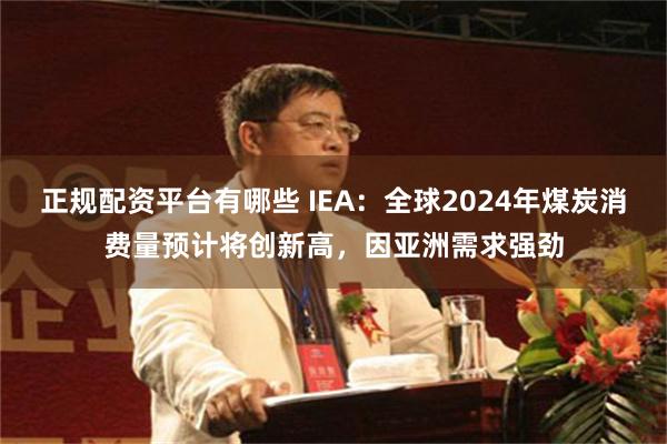 正规配资平台有哪些 IEA：全球2024年煤炭消费量预计将创新高，因亚洲需求强劲