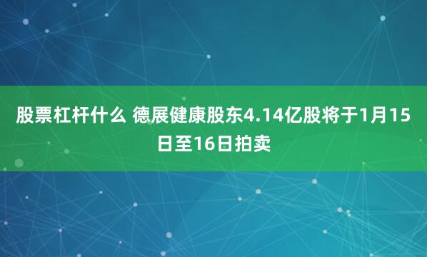 股票杠杆什么 德展健康股东4.14亿股将于1月15日至16日拍卖