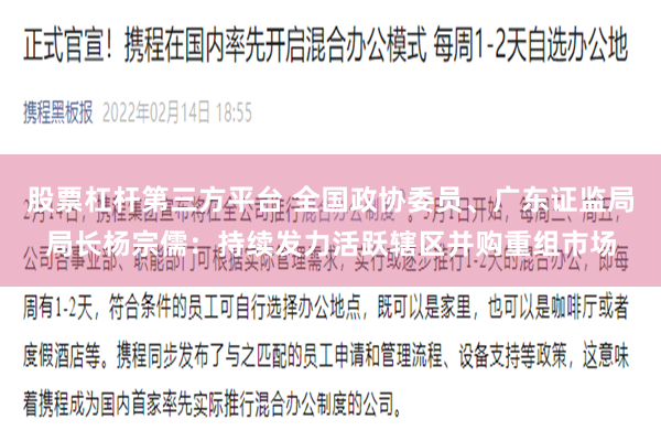 股票杠杆第三方平台 全国政协委员、广东证监局局长杨宗儒：持续发力活跃辖区并购重组市场